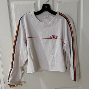Levi's White Top with Colorful Stripes pride crop sweatshirt size medium